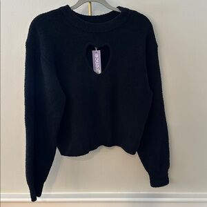 NWT Cozy Black Heart Cutout Sweater